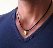 Sea&cowrie shell NECKLACE HANDMADE BLACK DRAWSTRING